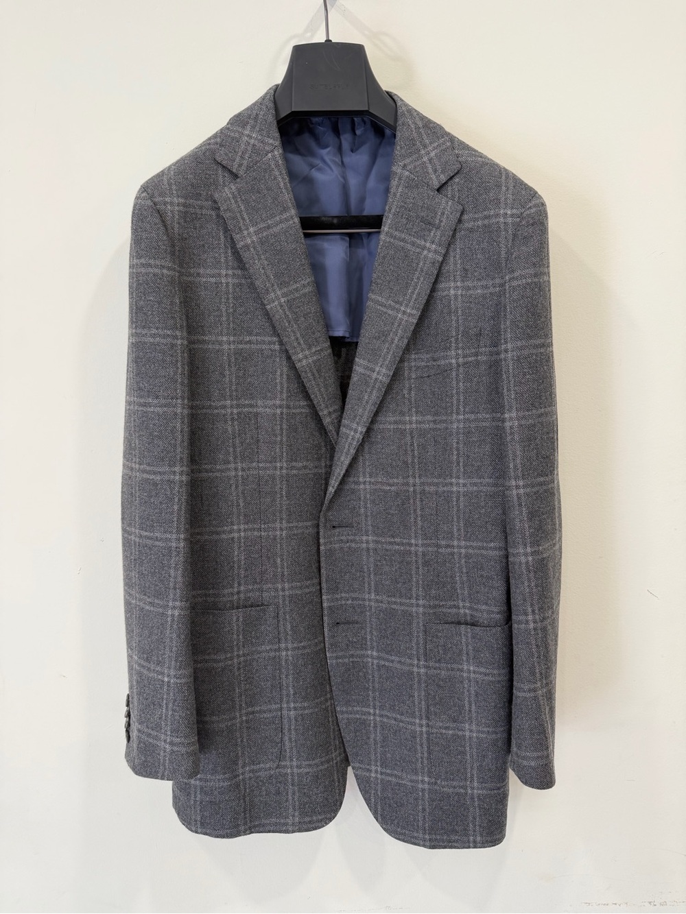 Suitsupply Havana PatchMid Gray Windowpane Wool Blazer by Drago 42R